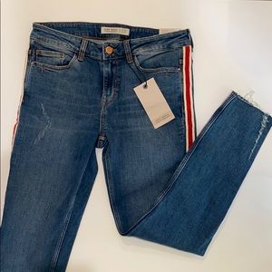 NWT Zara Skinny Jeans with Red Stripes